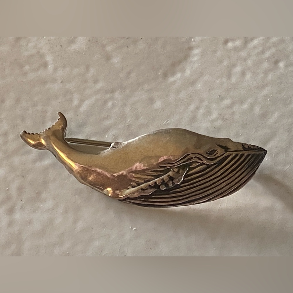 Vintage Sterling Silver Whale Pin
